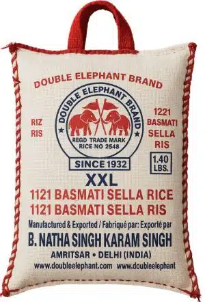 Double Elephant Basmati Sella Ris, Ekstra Lange 2 kg